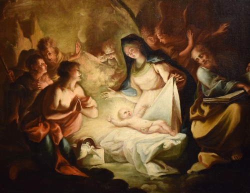 La Nativité et l'adoration des bergers- école vénitienne du XVIIIe siècle - Tableaux et dessins Style Louis XIV